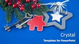  Presentation with lock key - Slide deck with beautiful-christmas-background-decorative-house background and a cobalt blue colored foreground