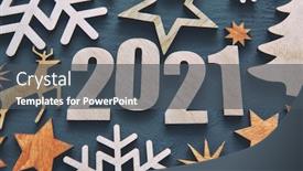  Presentation with 2021 - Amazing PPT theme having beautiful-christmas-background backdrop and a dark gray colored foreground