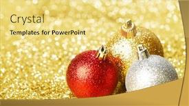  Presentation with glitter - Colorful PPT theme enhanced with beautiful-christmas-balls-on-abstract backdrop and a yellow colored foreground