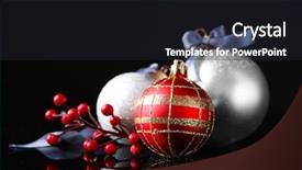  Presentation with christmas black - Theme enhanced with beautiful christmas balls on black background background and a wine colored foreground