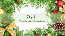  Presentation with holly christmas frame - PPT layouts having beautiful christmas border from fir background and a mint green colored foreground