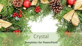  Presentation with white christmas - PPT theme featuring beautiful-christmas-border-from-fir background and a mint green colored foreground