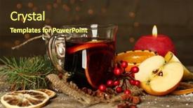  Presentation with mulled wine - Audience pleasing presentation theme consisting of beautiful christmas composition of mulled wine on decorated wooden table backdrop and a tawny brown colored foreground