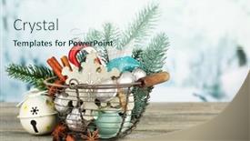  Presentation with silver christmas - Slides enhanced with beautiful christmas composition with silver walnuts on wooden table background and a sky blue colored foreground