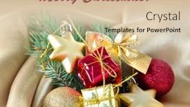  Presentation with golden christmas - Theme enhanced with beautiful christmas decor on golden satin cloth background and a lemonade colored foreground