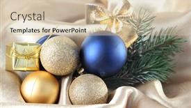  Presentation with decor - Cool new slides with beautiful christmas decor on golden satin cloth backdrop and a soft green colored foreground