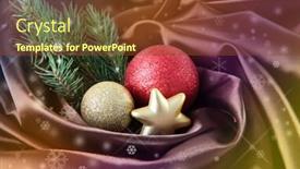  Presentation with satin - Colorful slides enhanced with beautiful christmas decor on satin cloth backdrop and a tawny brown colored foreground