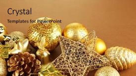  Presentation with islamic decorations decoration and motif - Cool new PPT theme with beautiful christmas decorations on brown backdrop and a yellow colored foreground