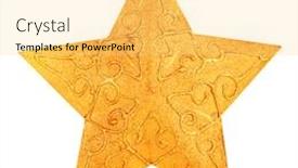  Presentation with golden christmas - Cool new PPT theme with beautiful-christmas-golden-star-decoration backdrop and a yellow colored foreground