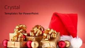  Presentation with christmas red - Presentation design consisting of business concept stapler glue scissor cutter tape pen pencil clip ruler rubber cutting mat and color pencil on brown paper background top view background and a sky blue colored foreground