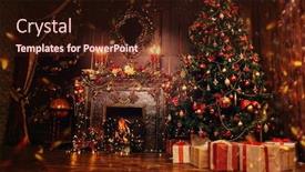  Presentation with christmas tree - Amazing slide deck having beautiful-christmas-interior-with-christmas backdrop and a wine colored foreground