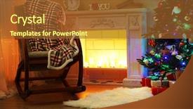  Presentation with christmas fireplace log fire burns - Audience pleasing theme consisting of beautiful christmas interior with fireplace backdrop and a tawny brown colored foreground