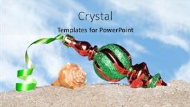  Presentation with ribbon green - PPT layouts enhanced with beautiful-christmas-ornament-with-green background and a light blue colored foreground