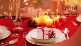  Presentation with table setting - Slide set with beautiful-christmas-table-setting and a  colored foreground