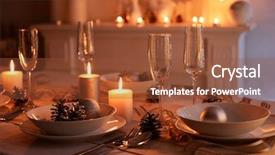  Presentation with table setting - PPT theme featuring beautiful christmas table setting background and a tawny brown colored foreground