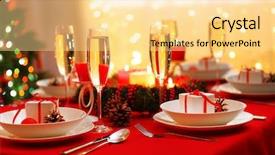  Presentation with table setting - PPT theme consisting of beautiful christmas table setting background and a blonde colored foreground