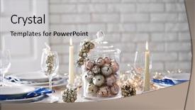  Presentation with table setting - Presentation consisting of beautiful christmas table setting background and a light gray colored foreground