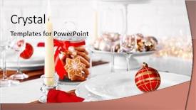  Presentation with table setting - Slide set featuring beautiful christmas table setting background and a white colored foreground