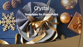  Presentation with table setting - PPT theme consisting of beautiful christmas table setting background and a ocean colored foreground