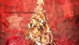  Presentation with lemons - Slide deck with beautiful christmas tree of dry lemons with decor on red background background and a red colored foreground