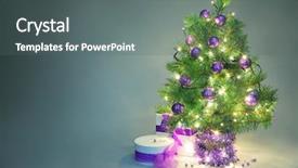  Presentation with christmas tree - Amazing presentation theme having beautiful christmas tree on dark background backdrop and a gray colored foreground