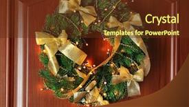  Presentation with beautiful reof christmas season - Audience pleasing slides consisting of beautiful christmas wreath with garland backdrop and a tawny brown colored foreground