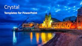  Presentation with malta - Beautiful theme featuring beautiful-church-at-st-julians backdrop and a cobalt blue colored foreground
