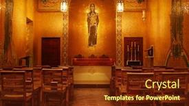  Presentation with gold - PPT theme having beautiful-church-interior-encased background and a tawny brown colored foreground