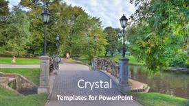  Presentation with canal - Beautiful presentation featuring beautiful city park with small canal in riga latvia backdrop and a gray colored foreground
