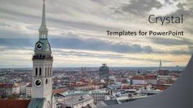  Presentation with beautiful houses - Slide deck with beautiful-cityscape-aerial-panoramic-view background and a soft green colored foreground