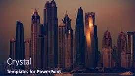  Presentation with cityscape - Cool new presentation theme with beautiful-cityscape-in-evening backdrop and a navy blue colored foreground