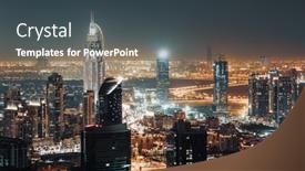  Presentation with arab - Slides enhanced with beautiful-cityscape-of-a-modern background and a ocean colored foreground