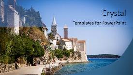  Presentation with croatia - Colorful PPT layouts enhanced with beautiful cityscape of croatia the city of rab backdrop and a light blue colored foreground