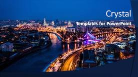  Presentation with winter and transition - Beautiful slide deck featuring beautiful-cityscape-of-evening-kharkiv backdrop and a ocean colored foreground