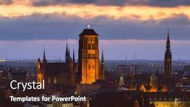  Presentation with dawn - Amazing PPT theme having beautiful-cityscape-of-gdansk backdrop and a tawny brown colored foreground