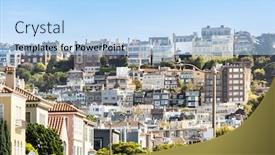  Presentation with san francisco - Slide deck with beautiful-cityscape-of-san-francisco background and a light blue colored foreground