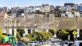  Presentation with san francisco - Beautiful presentation theme featuring beautiful-cityscape-of-san-francisco backdrop and a coral colored foreground
