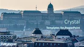  Presentation with kings - Colorful PPT theme enhanced with beautiful-cityscape-view-of-buda backdrop and a ocean colored foreground