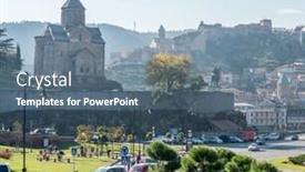  Presentation with cityscape - Slide set enhanced with beautiful-cityscape-with-metekhi background and a ocean colored foreground