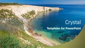  Presentation with malta - Slides featuring beautiful-cliffs-near-marsaxlokk-malta background and a ocean colored foreground