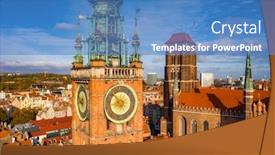  Presentation with town hall - Slide deck having beautiful-clock-of-the-town background and a teal colored foreground