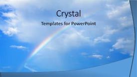  Presentation with sky rainbow - Amazing slide deck having beautiful clouds with rainbow sky backdrop and a  colored foreground