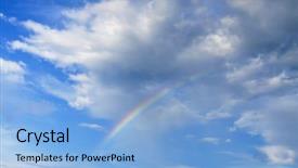  Presentation with sky rainbow - Theme with beautiful clouds with rainbow sky background and a light blue colored foreground