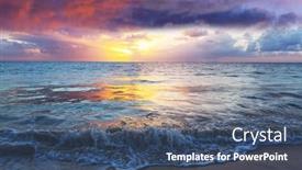  Presentation with sunrise - Beautiful theme featuring beautiful-cloudscape-over-the-sea backdrop and a ocean colored foreground