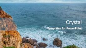  Presentation with rocky shore - Theme having beautiful-cloudy-sky-and-foaming background and a teal colored foreground