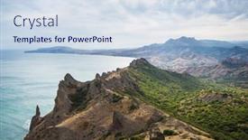  Presentation with rocks - Audience pleasing presentation theme consisting of beautiful-coast-of-sea backdrop and a sky blue colored foreground