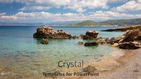  Presentation with crete island - PPT theme enhanced with beautiful-coastline-of-crete-island background and a coral colored foreground