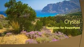  Presentation with greece blue - Audience pleasing PPT layouts consisting of beautiful-coastline-of-crete backdrop and a tawny brown colored foreground