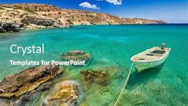  Presentation with greece blue - PPT theme enhanced with beautiful-coastline-of-crete background and a teal colored foreground