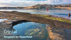  Presentation with malta - Colorful PPT theme enhanced with beautiful-coastline-of-malta backdrop and a ocean colored foreground